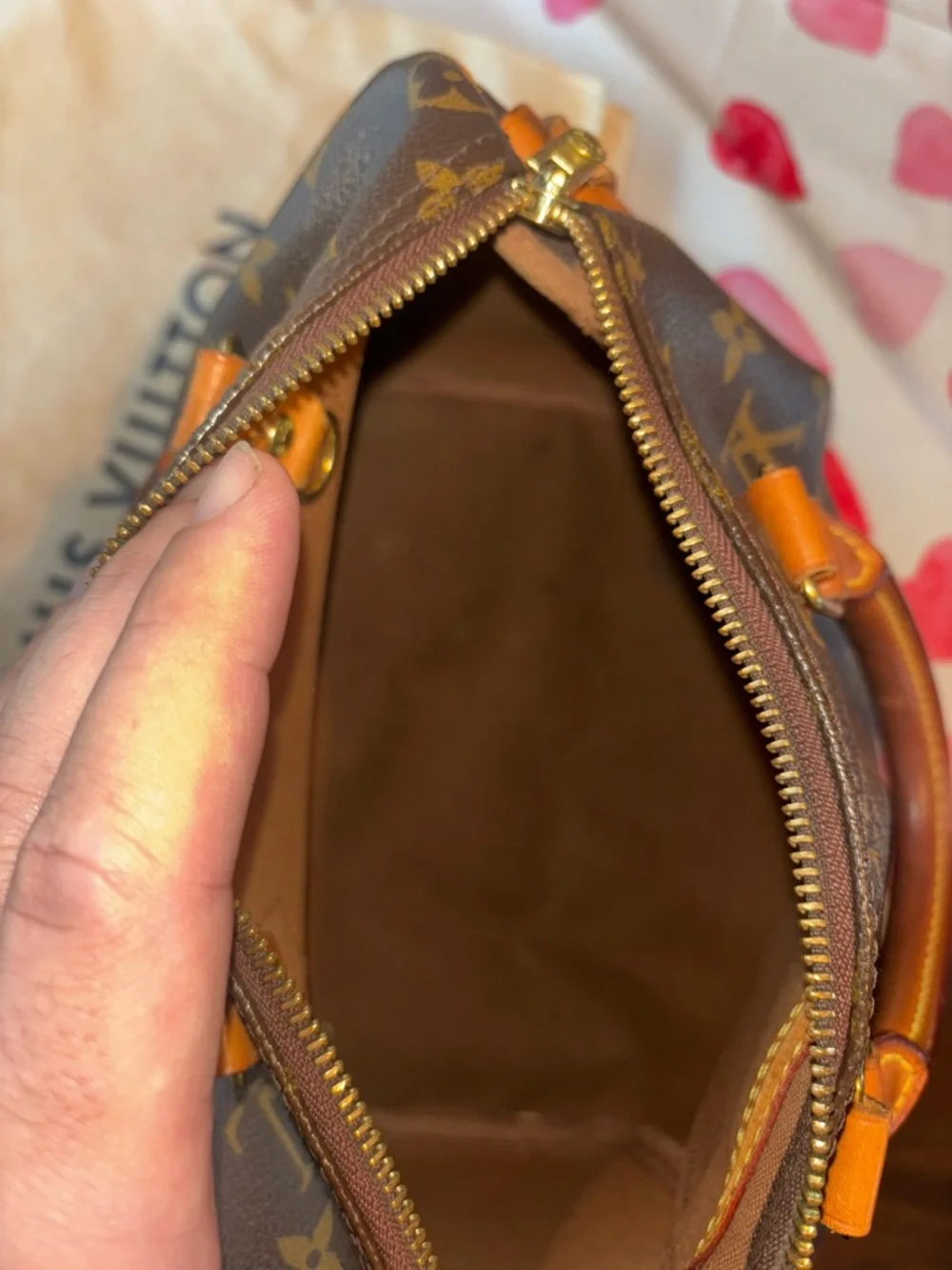 Louis Vuitton Brown Monogram Canvas Speedy 25 with Tan Leather Trim - Picture 10 of 12